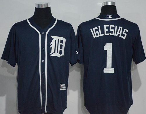 Tigers #1 Jose Iglesias Navy Blue New Cool Base Stitched MLB Jersey - Click Image to Close
